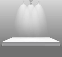 Exhibition Concept, White Empty Shelf  Stand with Illumination vector