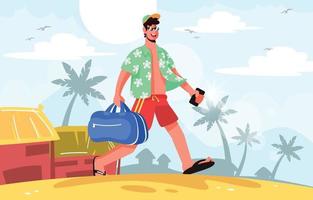 Man Traveling to The Beach vector