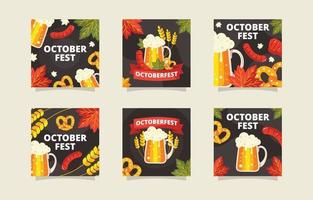 conjunto de tarjetas coloridas del festival de la cerveza de octubre vector