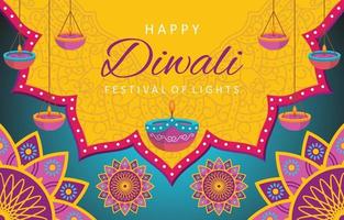 Happy Diwali Festival of Lights Colorful Background vector