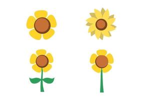 Sunflower flat icon set illustration vector