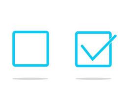 Blue checkbox with shadows. Icon set on white background vector