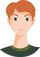 Redhead in cartoon style. Frontal portrait on a white background. vector