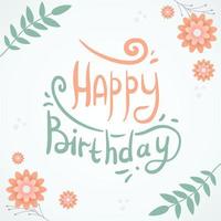 Happy Birthday spring postcard in pastel colors vector