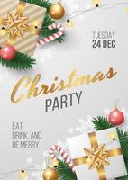 christmas party poster with christmas element. Vector illustration