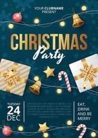 christmas party poster with christmas element. Vector illustration