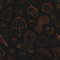 Autumn weather vector seamless pattern lineart style.