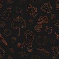 Autumn weather vector seamless pattern lineart style.