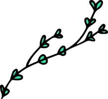 Green branch with leaves heart shape vector