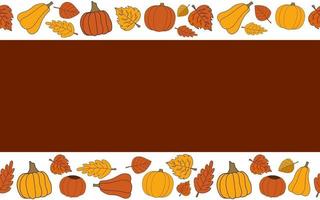 Happy fall vector autumn seamless pattern with red rectangle