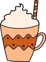 Vector isolated cup with cocoa and whipped cream