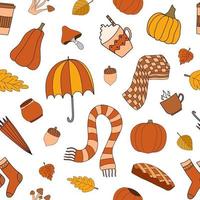 Autumn weather vector seamless pattern on white background