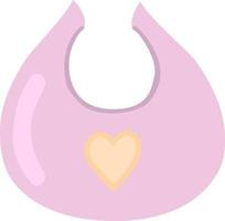 Pink baby feeding bib with heart vector illustration