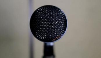 Closeup of microphone at studio with blurred background photo