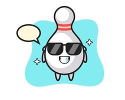 Cartoon mascot of bowling pin with cool gesture vector