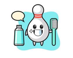 Mascot Illustration of bowling pin with a toothbrush vector