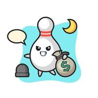 Illustration of bowling pin cartoon is stolen the money vector