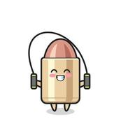 bullet character cartoon with skipping rope vector