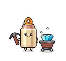 Character Illustration of bullet as a miner vector