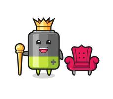 Mascot cartoon of battery as a king vector