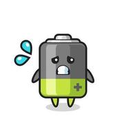 battery mascot character with afraid gesture vector