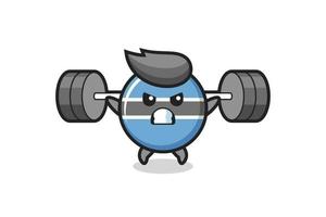 botswana flag badge mascot cartoon with a barbell vector