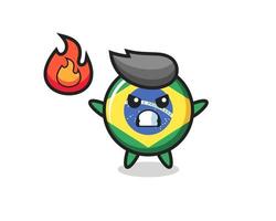 brazil flag badge character cartoon with angry gesture vector