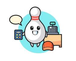 Illustration of bowling pin character as a cashier vector