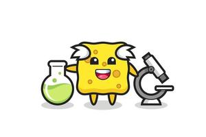 Mascot character of sponge as a scientist vector