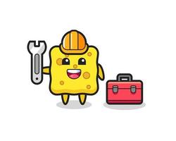 Mascot cartoon of sponge as a mechanic vector