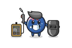 Character mascot of australia flag badge as a welder vector