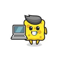 Mascot Illustration of sponge with a laptop vector