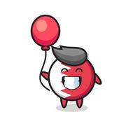 bahrain flag badge mascot illustration is playing balloon vector