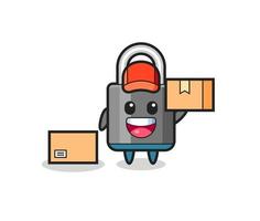 Mascot Illustration of padlock as a courier vector