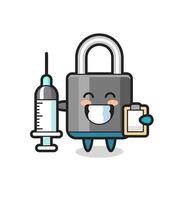 Mascot Illustration of padlock as a doctor vector