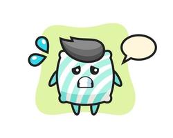 pillow mascot character with afraid gesture vector