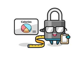 Illustration of padlock mascot as a dietitian vector