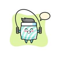 pillow character cartoon with skipping rope vector