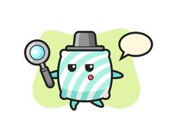 pillow cartoon character searching with a magnifying glass vector