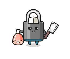 Illustration of padlock character as a butcher vector