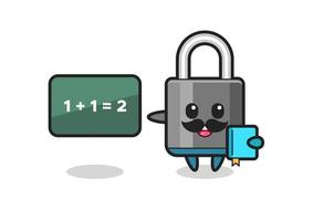 Illustration of padlock character as a teacher vector