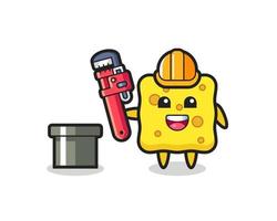 Character Illustration of sponge as a plumber vector