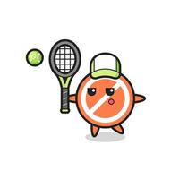 Cartoon character of stop sign as a tennis player vector