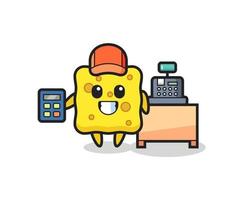 Illustration of sponge character as a cashier vector