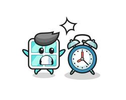 Cartoon Illustration of window is surprised with a giant alarm clock vector