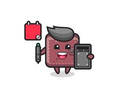 Illustration of leather wallet mascot as a graphic designer vector