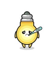 light bulb mascot character with fever condition vector