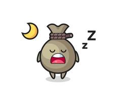 money sack character illustration sleeping at night vector