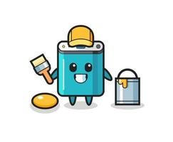 Character Illustration of power bank as a painter vector