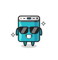 Cartoon mascot of power bank with cool gesture vector